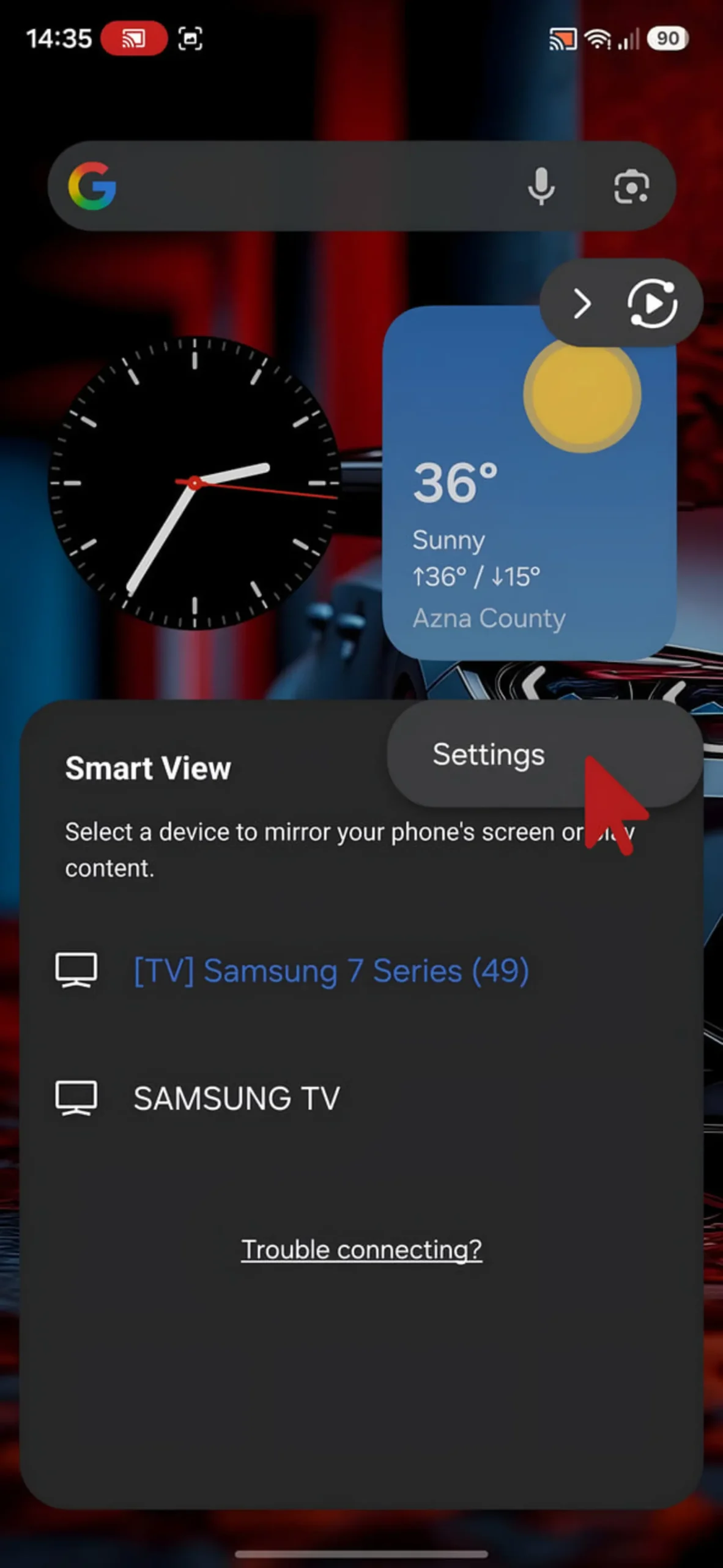 چگونه گوشی سامسونگ را به تلویزیون وصل کنیم؟ منوی Smart View در گوشی سامسونگ برای اتصال به تلویزیون Samsung 7 Series