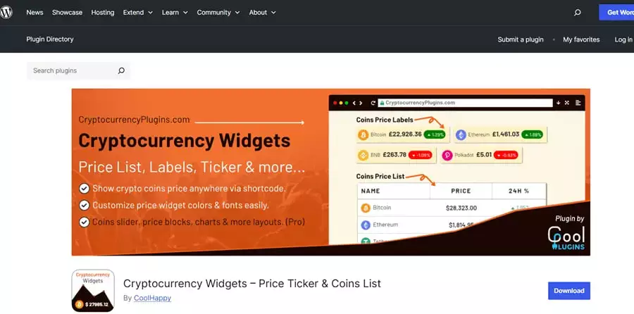 بهترین افزونه قیمت ارز دیجیتال وردپرس