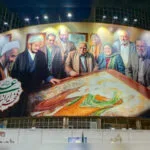 تصویری از استاد فرشچیان، چاوشی و هنرمندان غدیری بر دیوارنگاره ولیعصر