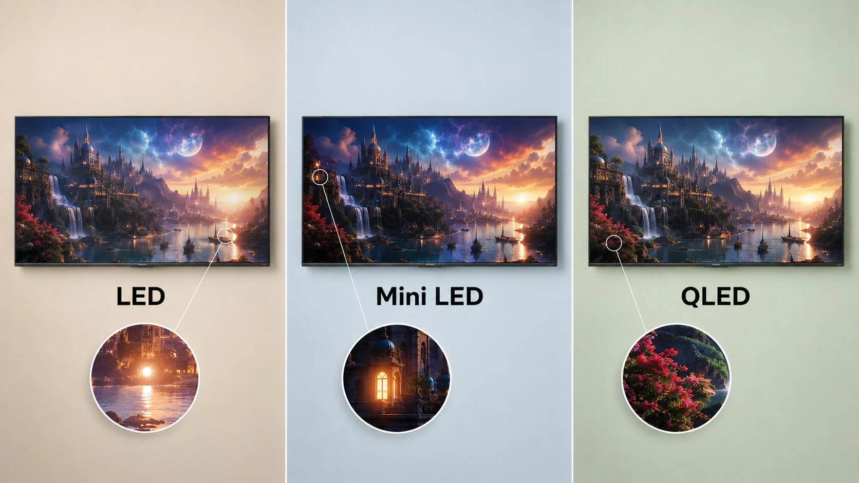 راهنمای خرید تلویزیون شیائومی؛ هر آنچه قبل از انتخاب باید بدانید مقایسه فناوریهای LED، QLED و Mini LED در تلویزیونهای شیائومی