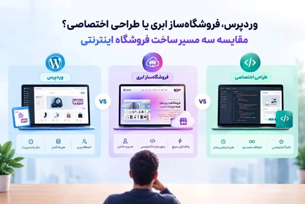 مقایسه سه مسیر ساخت فروشگاه اینترنتی