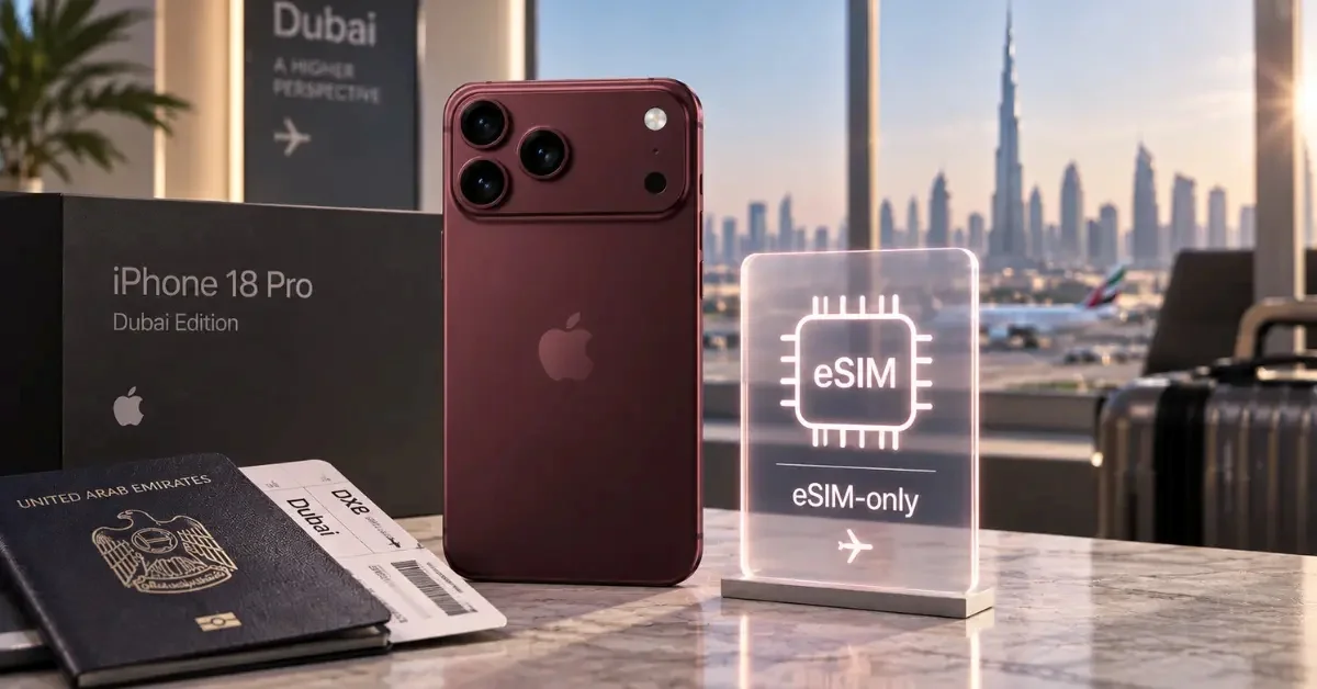 خرید آیفون ۱۸ پرو و پرومکس از دبی یا ایران؟ iPhone 18 Pro امارات eSIM-only