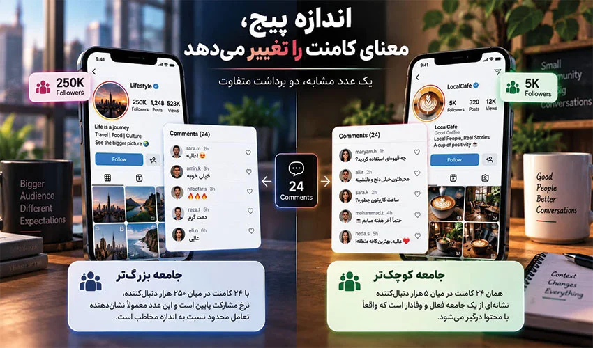 تأثیر اندازه پیج بر معنای تعداد کامنت‌ها